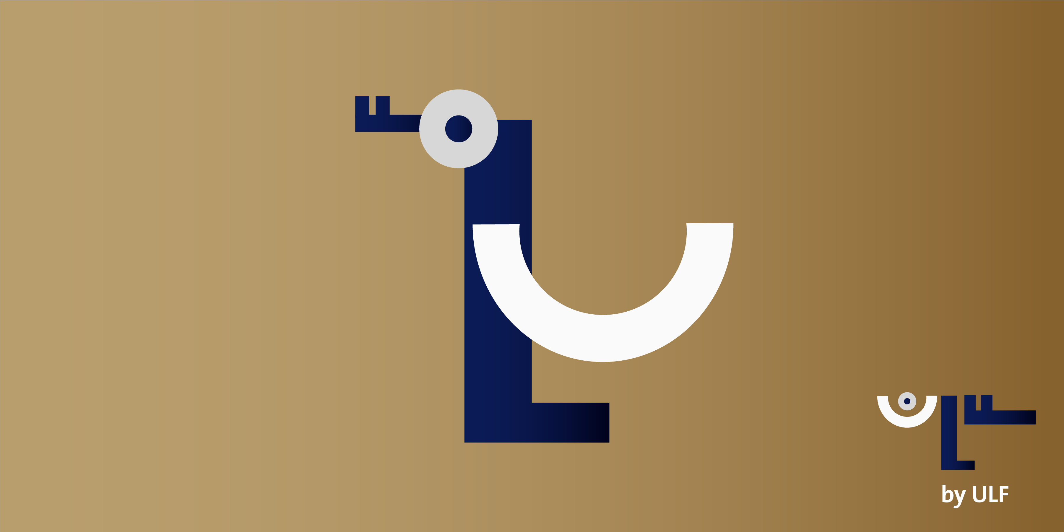 Logo ULF: Buchstaben U, L und F künstlerisch arrangiert vor braunem Hintergrund