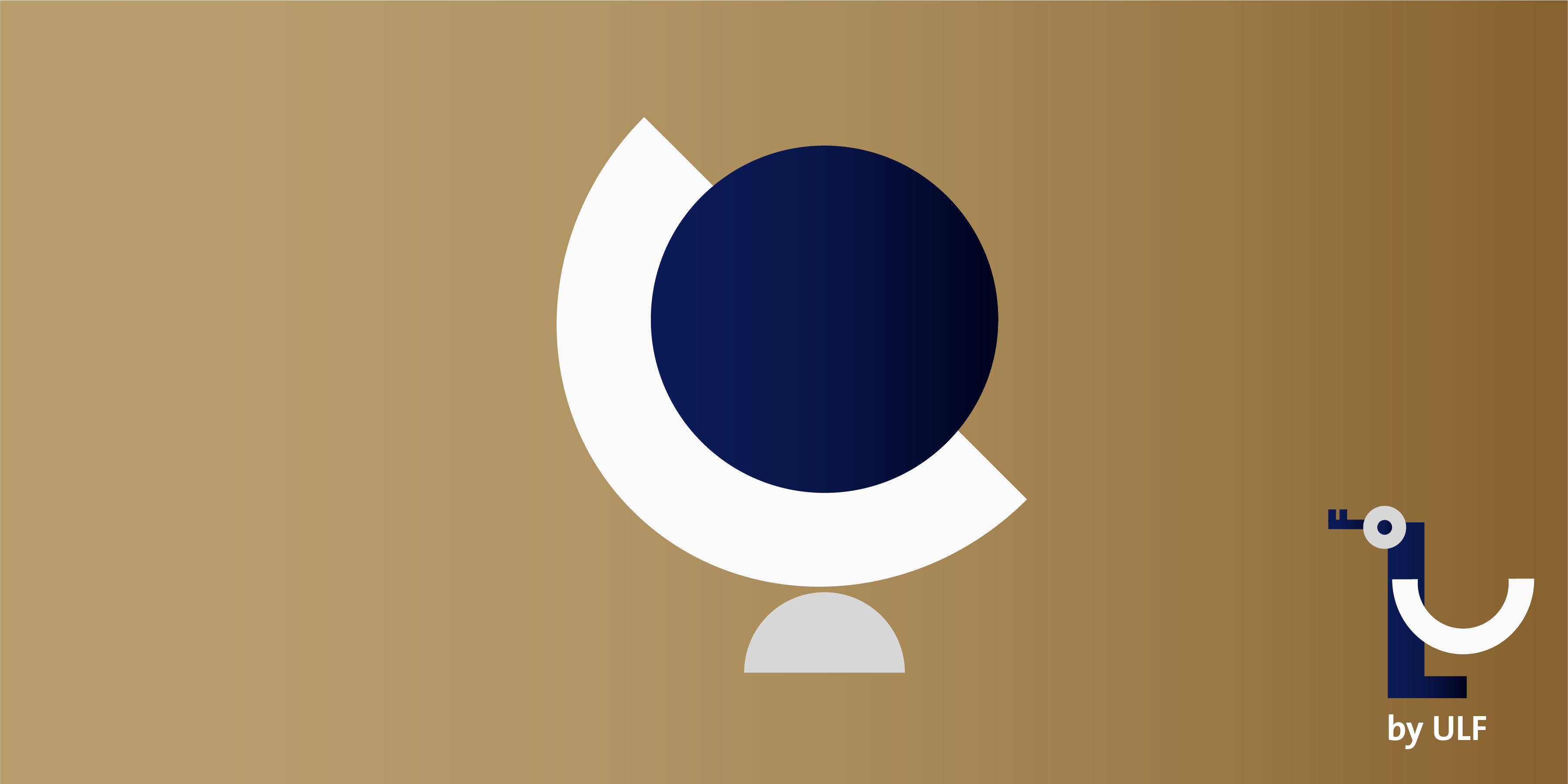 Logo global innovation: abstrakter Globus vor braunem Hintergrund 